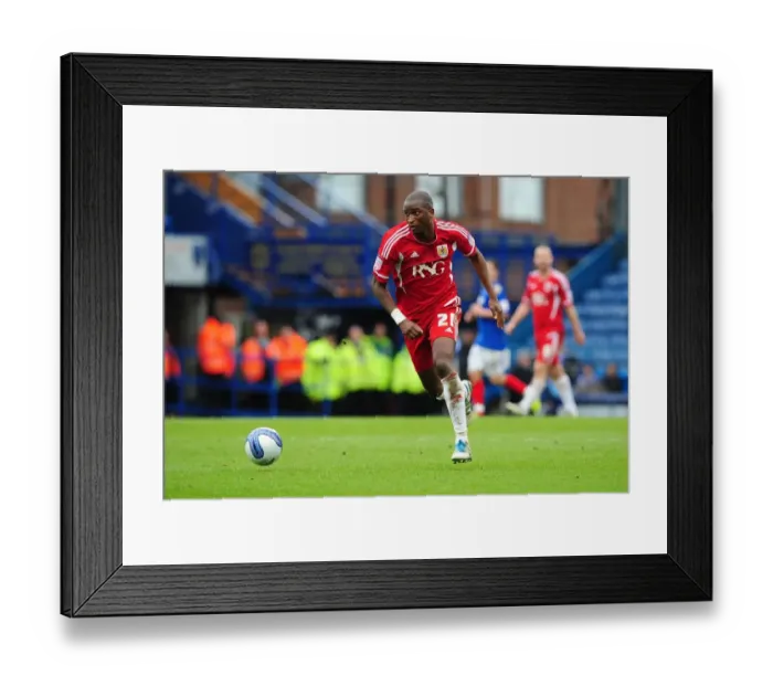 Framed Print : Kalifa Cisse of Bristol City in Action Against Portsmouth at Fratton Park, 2012