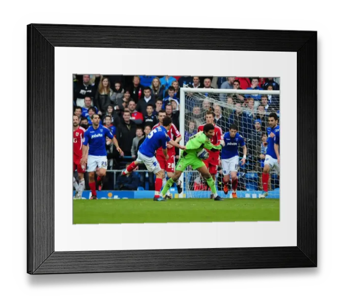 Framed Print : Bristol City's David James Foulied by Portsmouth's Jason Pearce During Football Match Framed Print : Bristol City's David James Foulied by Portsmouth's Jason Pearce During Football Match