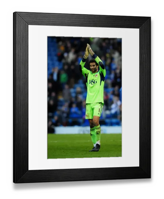 Framed Print : Bristol City's David James Thanks Fans: Portsmouth vs. Bristol City Football Match, 17th March 2012