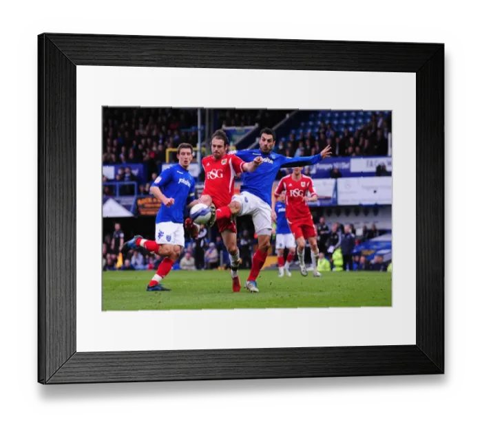 Framed Print : Brett Pitman's Close Call: Portsmouth vs. Bristol City, 17th March 2012 Framed Print : Brett Pitman's Close Call: Portsmouth vs. Bristol City, 17th March 2012