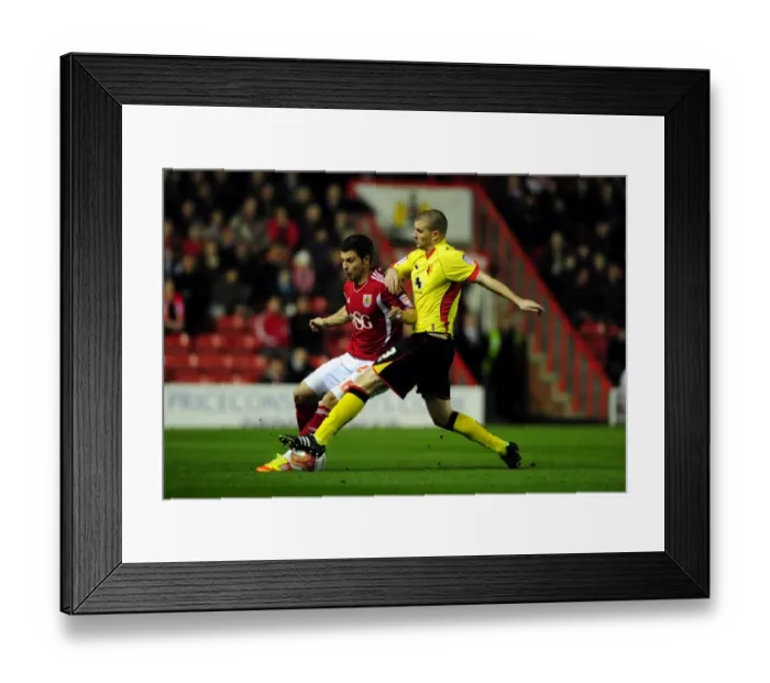 Framed Print : Battling for Possession: Foster vs. Dickinson in the 2012 Bristol City vs. Watford Match Framed Print : Battling for Possession: Foster vs. Dickinson in the 2012 Bristol City vs. Watford Match