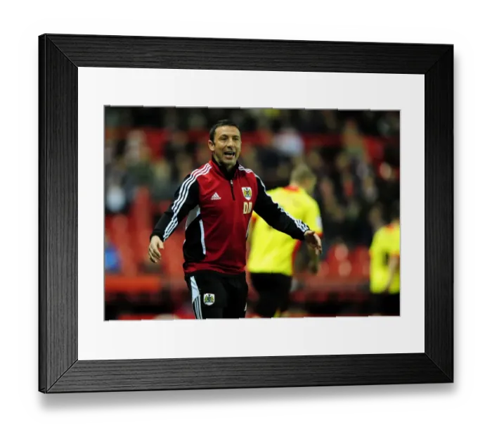 Framed Print : Derek McInnes Leads Bristol City Against Watford at Ashton Gate Stadium, 2012 Framed Print : Derek McInnes Leads Bristol City Against Watford at Ashton Gate Stadium, 2012