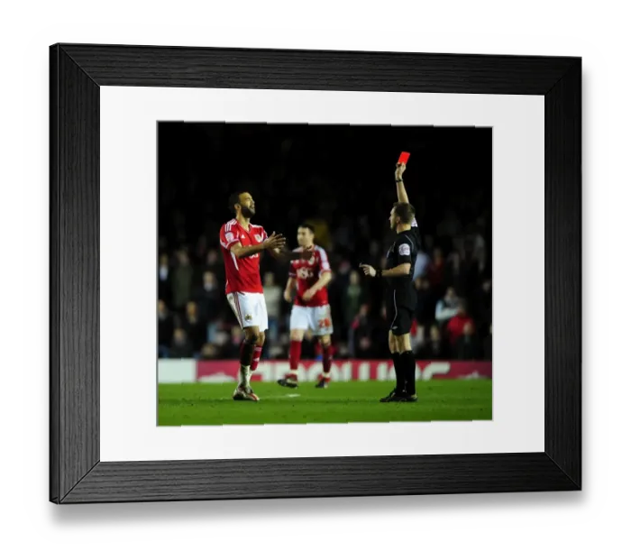 Framed Print : Bristol City vs. Watford: Liam Fontaine Red-Carded at Ashton Gate Stadium (2012)