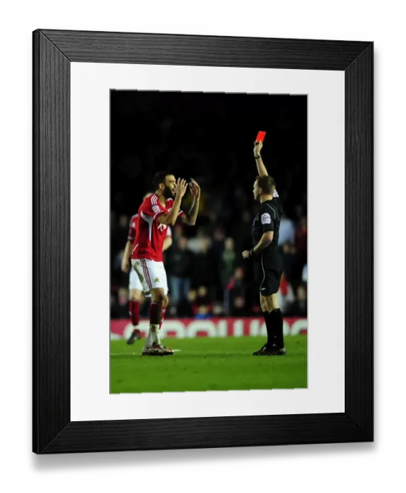 Framed Print : Bristol City's Liam Fontaine Receives Red Card Against Watford (2012) Framed Print : Bristol City's Liam Fontaine Receives Red Card Against Watford (2012)