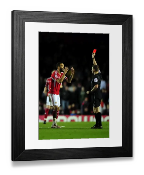 Framed Print : Bristol City's Liam Fontaine Receives Red Card Against Watford (2012) Framed Print : Bristol City's Liam Fontaine Receives Red Card Against Watford (2012)