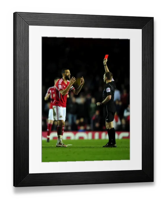 Framed Print : Bristol City's Liam Fontaine Receives Red Card Against Watford (2012) Framed Print : Bristol City's Liam Fontaine Receives Red Card Against Watford (2012)