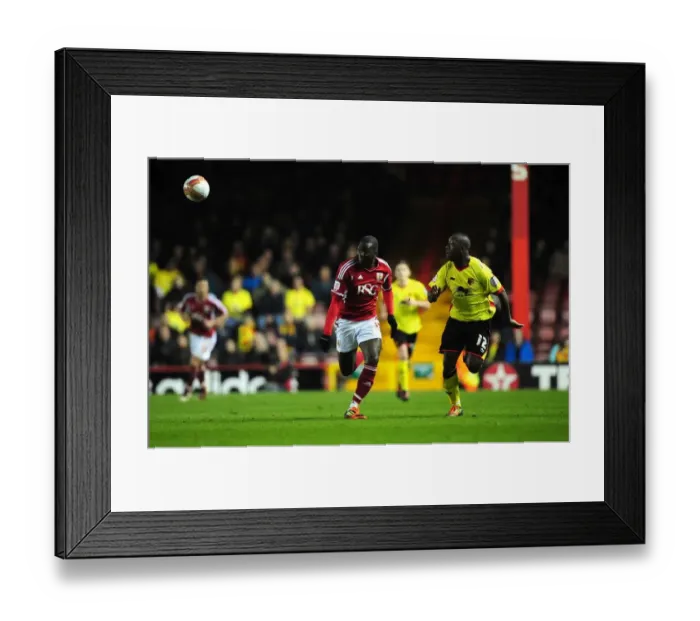 Framed Print : Bolasie vs. Doyley: A Battle for the Ball at Ashton Gate, 2012 - Bristol City vs. Watford Football Match