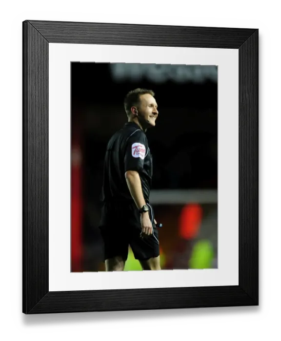 Framed Print : Bristol City vs. Watford: Referee Oliver Langford Smiles at Ashton Gate Stadium (2012)