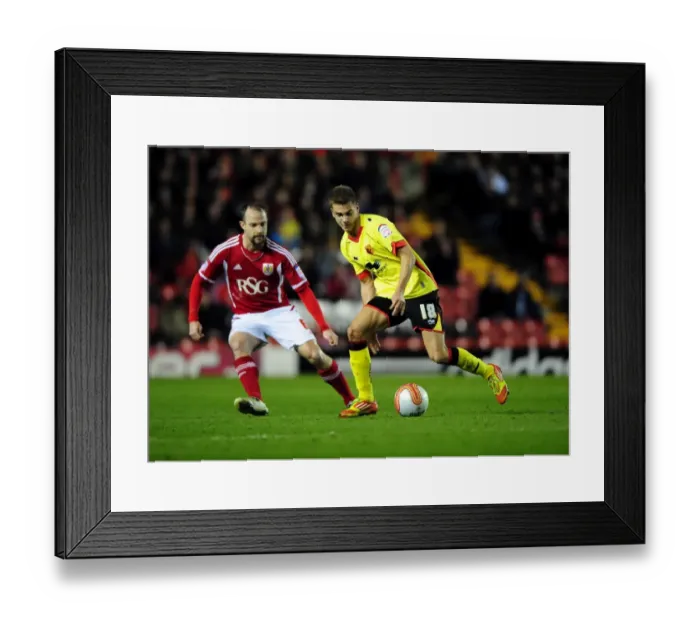 Framed Print : Battling for Supremacy: Carey vs. Kacaniklic at Ashton Gate - Bristol City vs. Watford Football Match, 2012 Framed Print : Battling for Supremacy: Carey vs. Kacaniklic at Ashton Gate - Bristol City vs. Watford Football Match, 2012