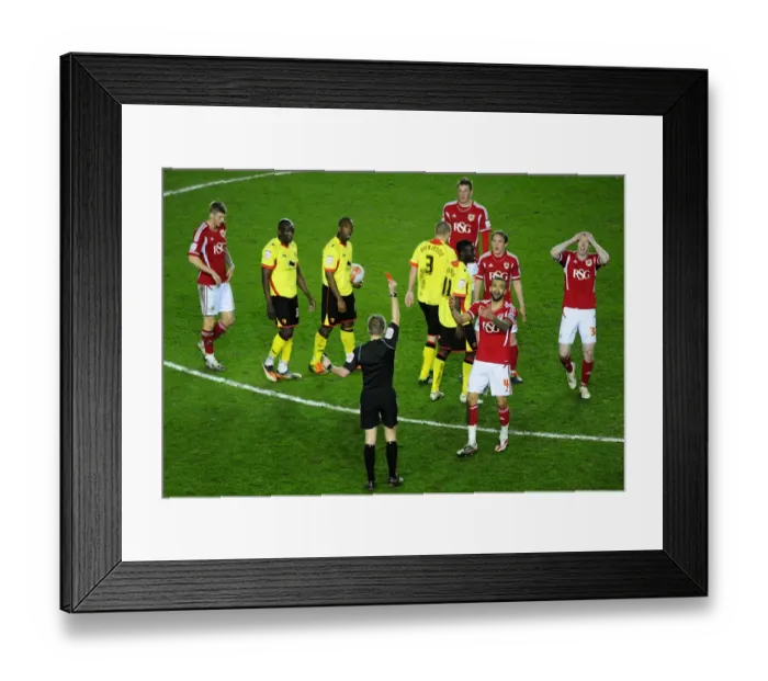 Framed Print : Bristol City's Liam Fontaine Receives Straight Red: Disbelief at Ashton Gate (Bristol City v Watford) Framed Print : Bristol City's Liam Fontaine Receives Straight Red: Disbelief at Ashton Gate (Bristol City v Watford)