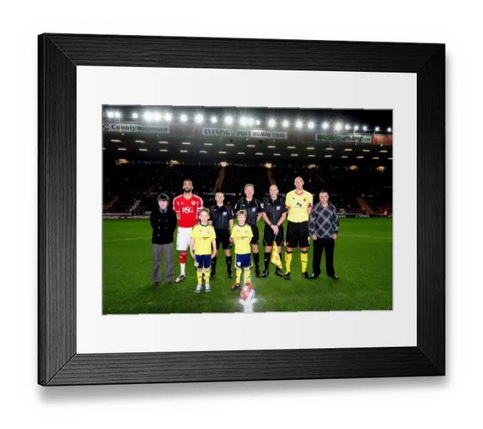 Framed Print : Bristol City vs. Watford Clash at Ashton Gate Stadium - March 2012 Framed Print : Bristol City vs. Watford Clash at Ashton Gate Stadium - March 2012