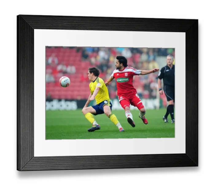 Framed Print : Intense Rivalry: Neil Kilkenny vs. Merouane Zemmama at Riverside Stadium - Middlesbrough vs. Bristol City Football Match, March 2012 Framed Print : Intense Rivalry: Neil Kilkenny vs. Merouane Zemmama at Riverside Stadium - Middlesbrough vs. Bristol City Football Match, March 2012