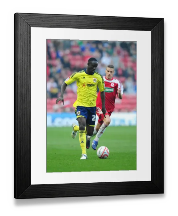 Framed Print : Adomah's Sprint to Glory: Middlesbrough vs. Bristol City, 24 / 03 / 2012