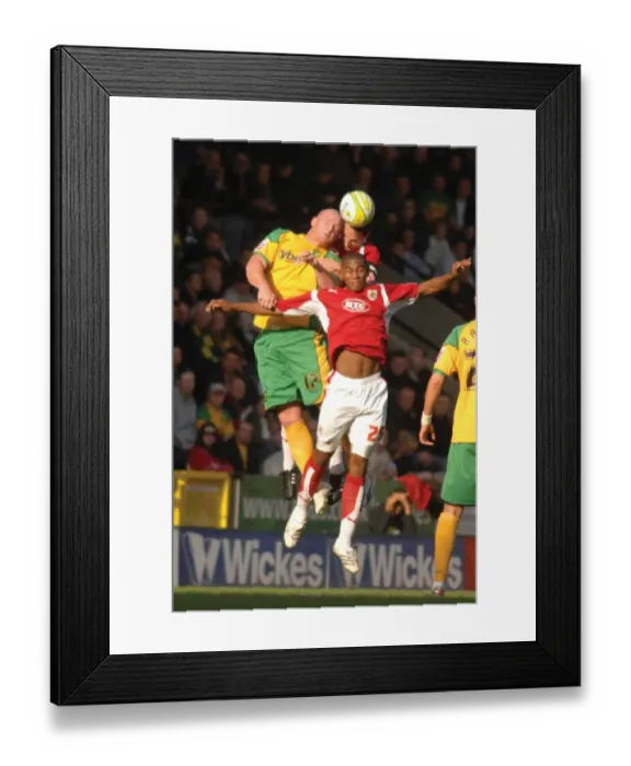 Framed Print : Marvin Elliott in Action: Norwich City vs. Bristol City Framed Print : Marvin Elliott in Action: Norwich City vs. Bristol City