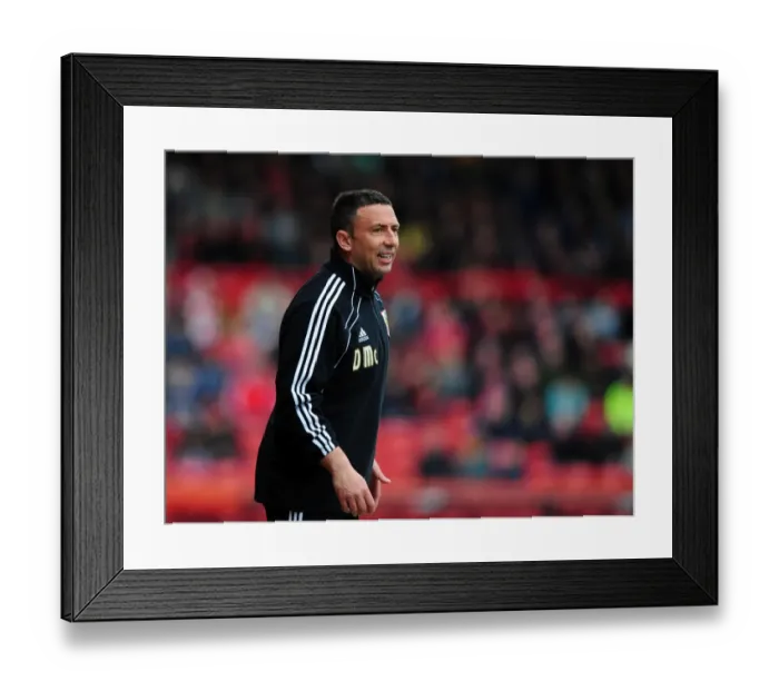 Framed Print : Derek McInnes Leads Bristol City Against Derby County at Ashton Gate Stadium, 31st March 2012