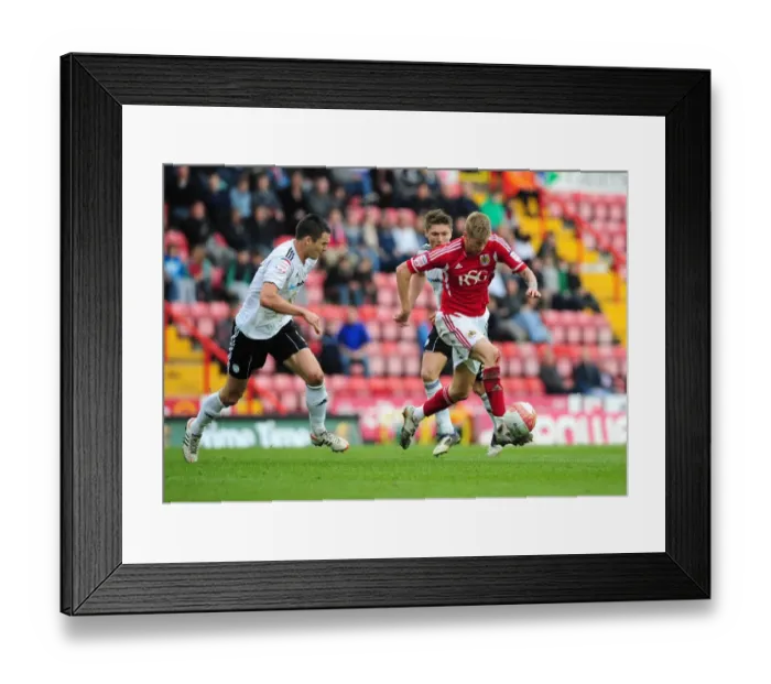 Framed Print : Bristol City vs. Derby County: Jon Stead vs. Jason Shackell Battle for Possession at Ashton Gate Stadium, 2012