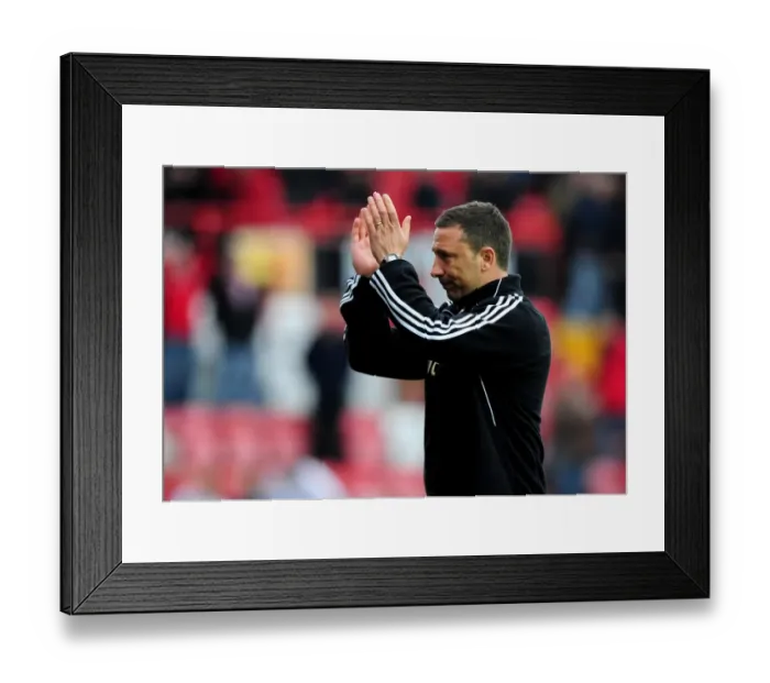 Framed Print : Derek McInnes Leads Bristol City Against Derby County at Ashton Gate Stadium, March 2012 (Football Match)