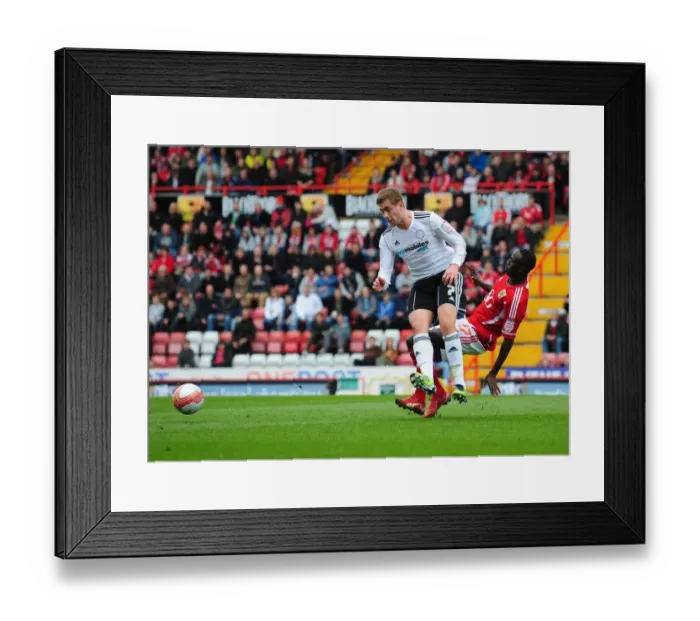 Framed Print : Bristol City vs Derby County: Albert Adomah Tackles Steve Davies on the Field