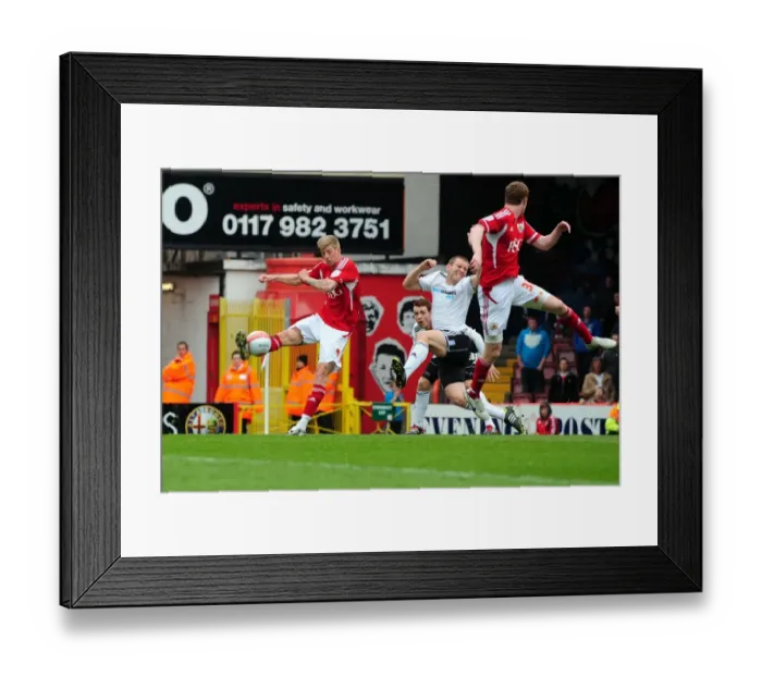 Framed Print : Bristol City vs Derby County: Jon Stead's Goal-line Save by Jake Buxton