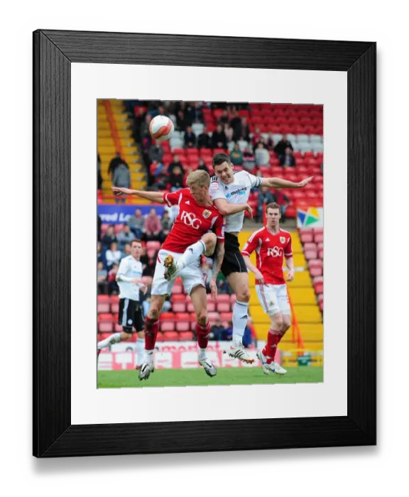 Framed Print : Battling for Supremacy: A Football Rivalry - Jon Stead vs. Jason Shackell, Bristol City vs. Derby County, 2012