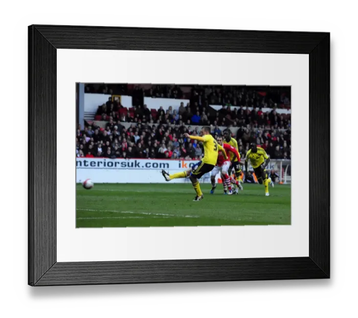 Framed Print : Chris Wood Scores Penalty for Bristol City Against Nottingham Forest, April 2012