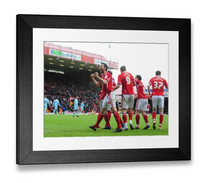 Framed Print : Bristol City's Cole Skuse Celebrates Goal Against Coventry City at Ashton Gate Stadium, April 9, 2012 Framed Print : Bristol City's Cole Skuse Celebrates Goal Against Coventry City at Ashton Gate Stadium, April 9, 2012
