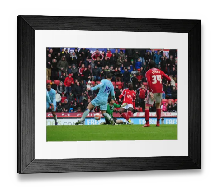 Framed Print : Bolasie Strikes: Yannick Scores Second Goal for Bristol City against Coventry City at Ashton Gate Stadium, April 9, 2012 Framed Print : Bolasie Strikes: Yannick Scores Second Goal for Bristol City against Coventry City at Ashton Gate Stadium, April 9, 2012