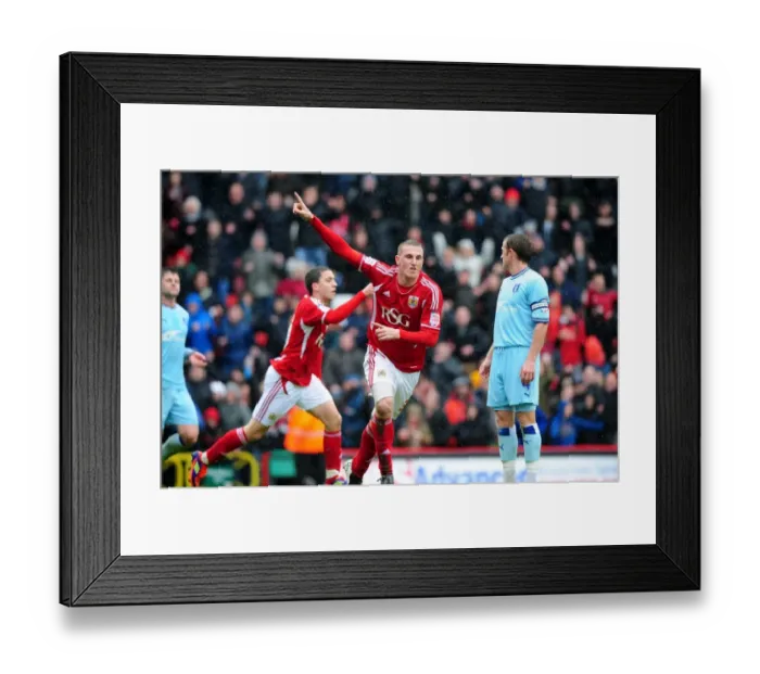 Framed Print : Bristol City's Chris Wood Celebrates His Hat-Trick: Bristol City vs. Coventry City, April 9, 2012 Framed Print : Bristol City's Chris Wood Celebrates His Hat-Trick: Bristol City vs. Coventry City, April 9, 2012