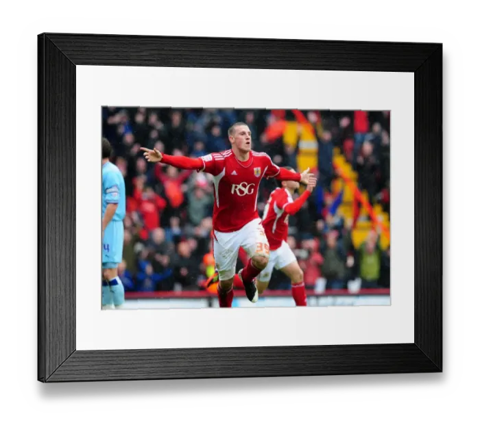 Framed Print : Bristol City's Chris Wood Celebrates Third Goal Against Coventry City, Ashton Gate Stadium, 09 / 04 / 2012