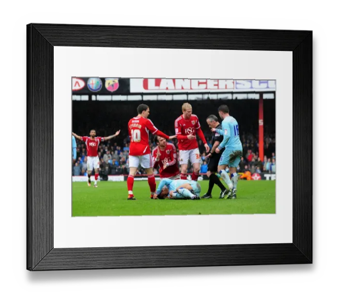 Framed Print : Brett Pitman's Red Card: A Moment of Dispute in the Bristol City vs. Coventry City Match, April 2012 Framed Print : Brett Pitman's Red Card: A Moment of Dispute in the Bristol City vs. Coventry City Match, April 2012