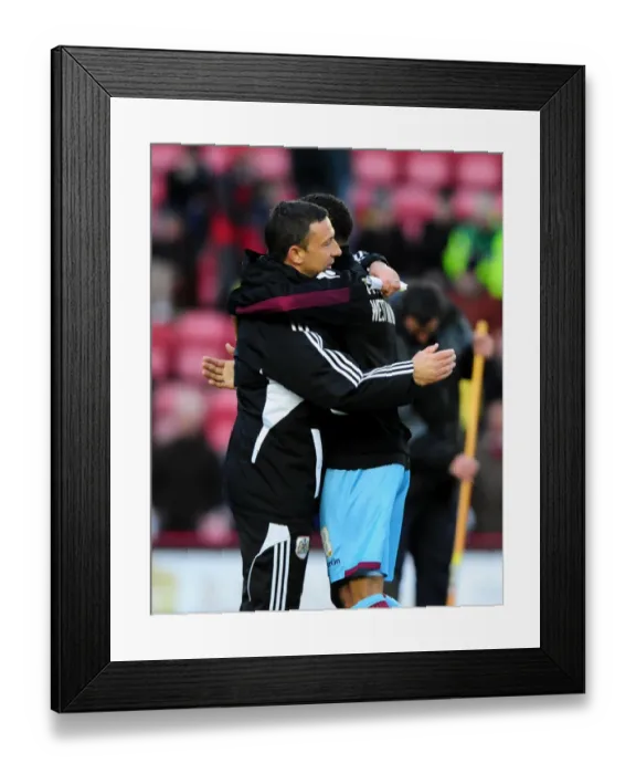 Framed Print : Bristol City's Derek McInnes and Nicky Maynard of West Ham United Embrace Post-Match at Ashton Gate Stadium Framed Print : Bristol City's Derek McInnes and Nicky Maynard of West Ham United Embrace Post-Match at Ashton Gate Stadium