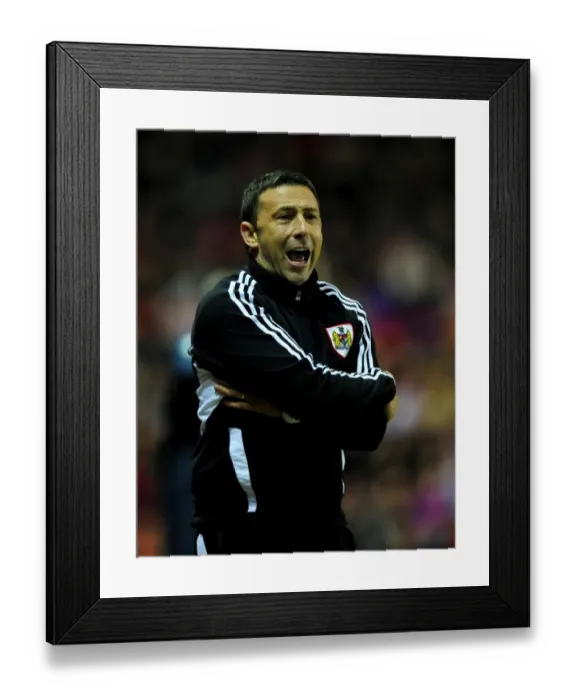 Framed Print : Derek McInnes Leads Bristol City Against West Ham United at Ashton Gate Stadium, 2012