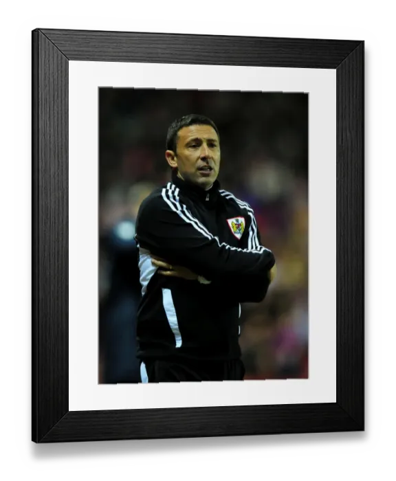 Framed Print : Derek McInnes Leads Bristol City Against West Ham United at Ashton Gate Stadium, 2012