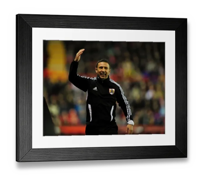 Framed Print : Derek McInnes Rallies Bristol City Fans During Tense Match Against West Ham, 2012