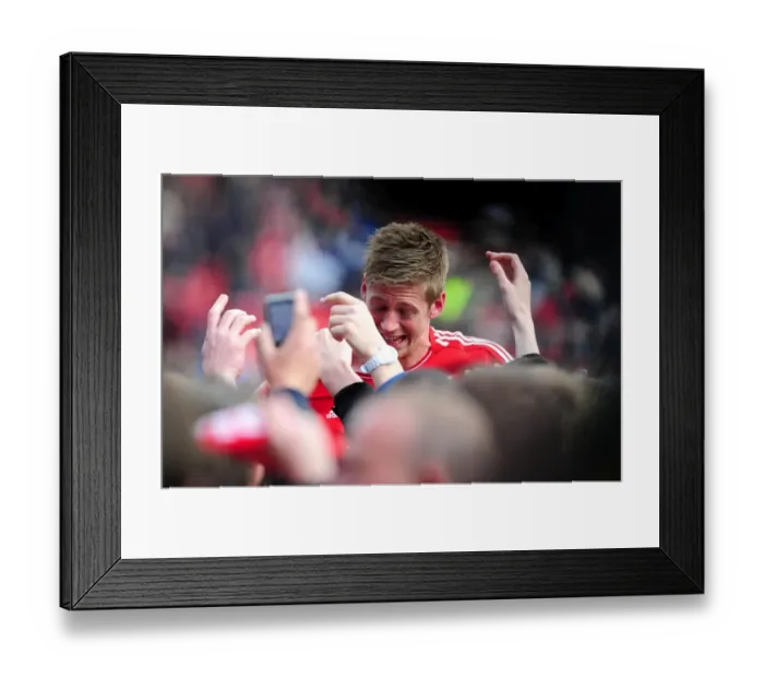 Framed Print : Bristol City's Jon Stead Surrounded by Ecstatic Fans After Goal vs Barnsley (2012)