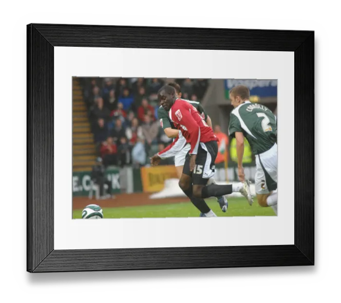 Framed Print : Enoch Showunmi in Action: Plymouth vs. Bristol City Framed Print : Enoch Showunmi in Action: Plymouth vs. Bristol City