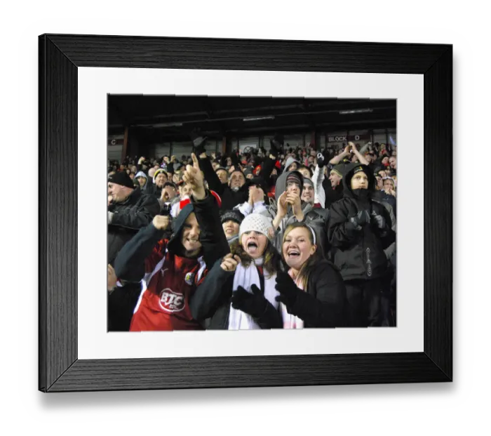 Framed Print : Ecstatic Bristol City Football Club Fans Celebrating a Goal Framed Print : Ecstatic Bristol City Football Club Fans Celebrating a Goal