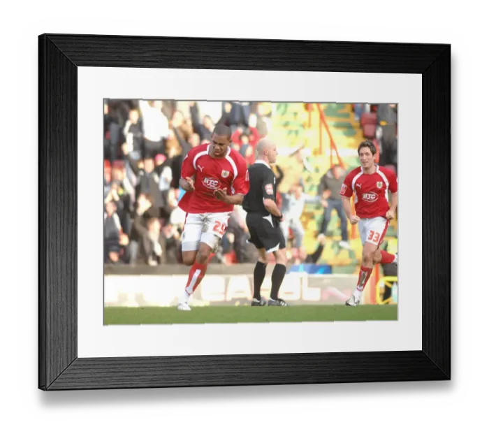 Framed Print : Bristol City: Johnson and Elliott's Triumphant Celebration vs. Blackpool