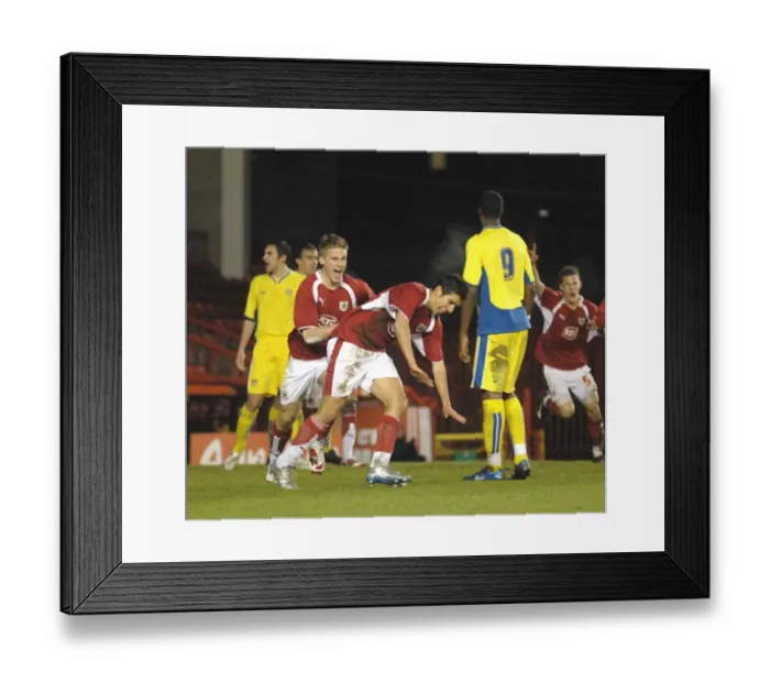 Framed Print : Stambolziev's Euphoric Moment: Bristol City U18s vs Leeds Utd U18s Framed Print : Stambolziev's Euphoric Moment: Bristol City U18s vs Leeds Utd U18s