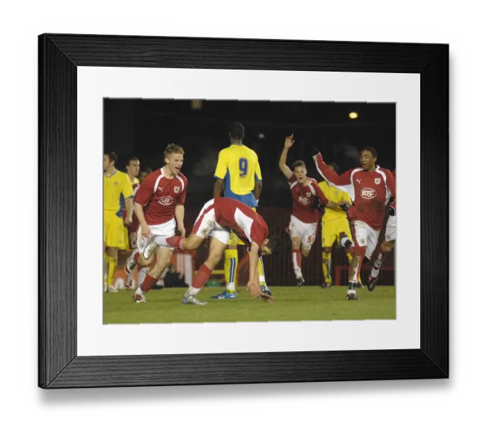 Framed Print : Stambolziev's Euphoric Moment: Celebrating a Goal for Bristol City U18s Against Leeds U18s