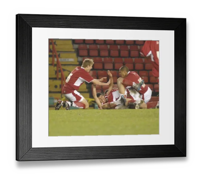 Framed Print : Unified in Victory: A Heartwarming Group Celebration of Bristol City U18s and Leeds Utd U18s Framed Print : Unified in Victory: A Heartwarming Group Celebration of Bristol City U18s and Leeds Utd U18s