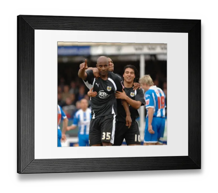 Framed Print : Bristol City Football Team in Triumphant Group Celebration After Win Against Colchester United Framed Print : Bristol City Football Team in Triumphant Group Celebration After Win Against Colchester United