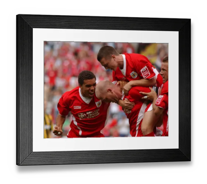 Framed Print : Bristol City Football Club: Unforgettable Moment of Triumph - Group Celebration (05-06 Season) Framed Print : Bristol City Football Club: Unforgettable Moment of Triumph - Group Celebration (05-06 Season)