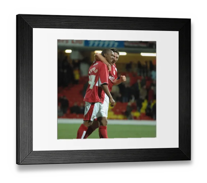 Framed Print : Bradley Orr and Darren Byfield: A Powerful Duo in Action for Bristol City Against Watford