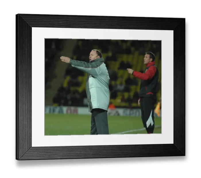 Framed Print : Gary Johnson Leads the Charge: A Football Battle - Watford vs. Bristol City