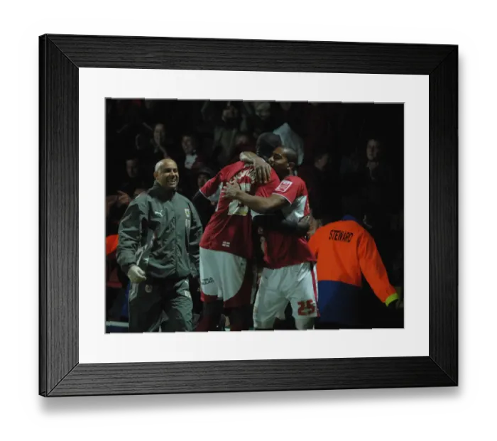 Framed Print : Bristol City FC: Euphoric Team Celebration after Victory over Watford Framed Print : Bristol City FC: Euphoric Team Celebration after Victory over Watford
