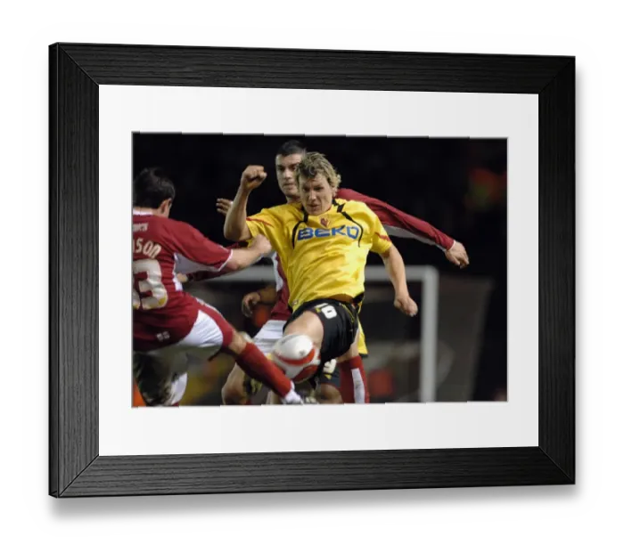 Framed Print : Lee Johnson Foul: A Moment from Bristol City vs. Watford Framed Print : Lee Johnson Foul: A Moment from Bristol City vs. Watford