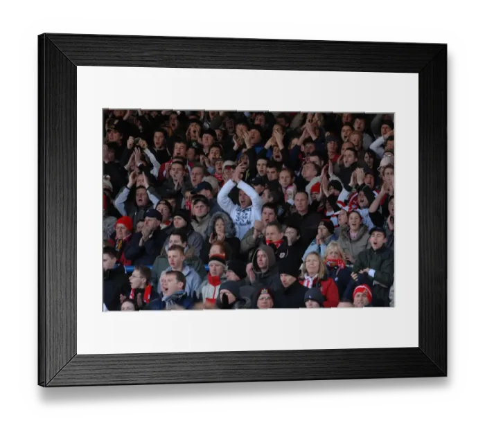 Framed Print : Fans. Bristol City fans singing during game away at Cardiff Framed Print : Fans. Bristol City fans singing during game away at Cardiff