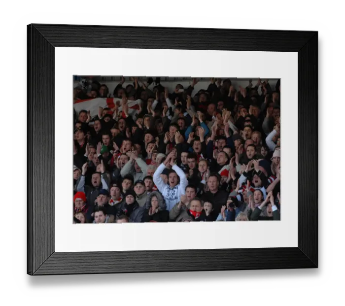 Framed Print : Bristol City fans in good voice during Citys game at Cardiff