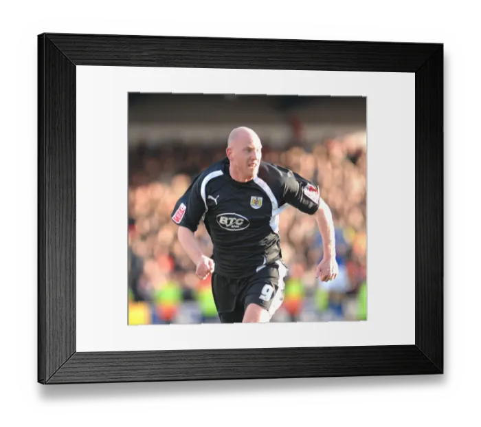 Framed Print : Brooker in Action: Cardiff City vs. Bristol City - Football Rivalry